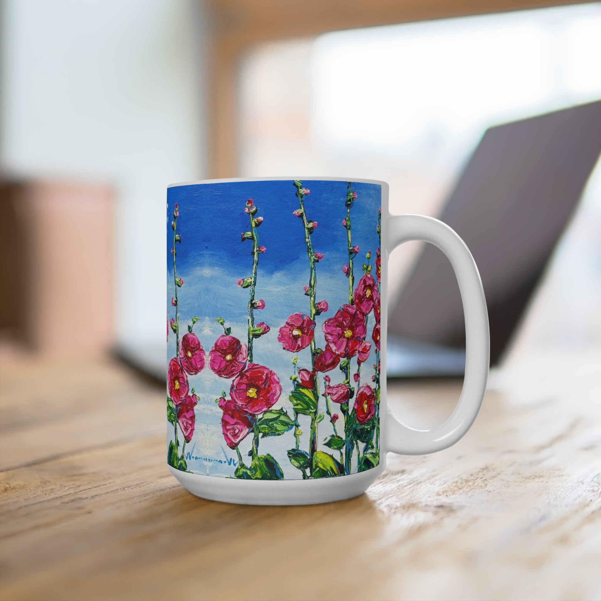 Pink Hollyhocks Mug