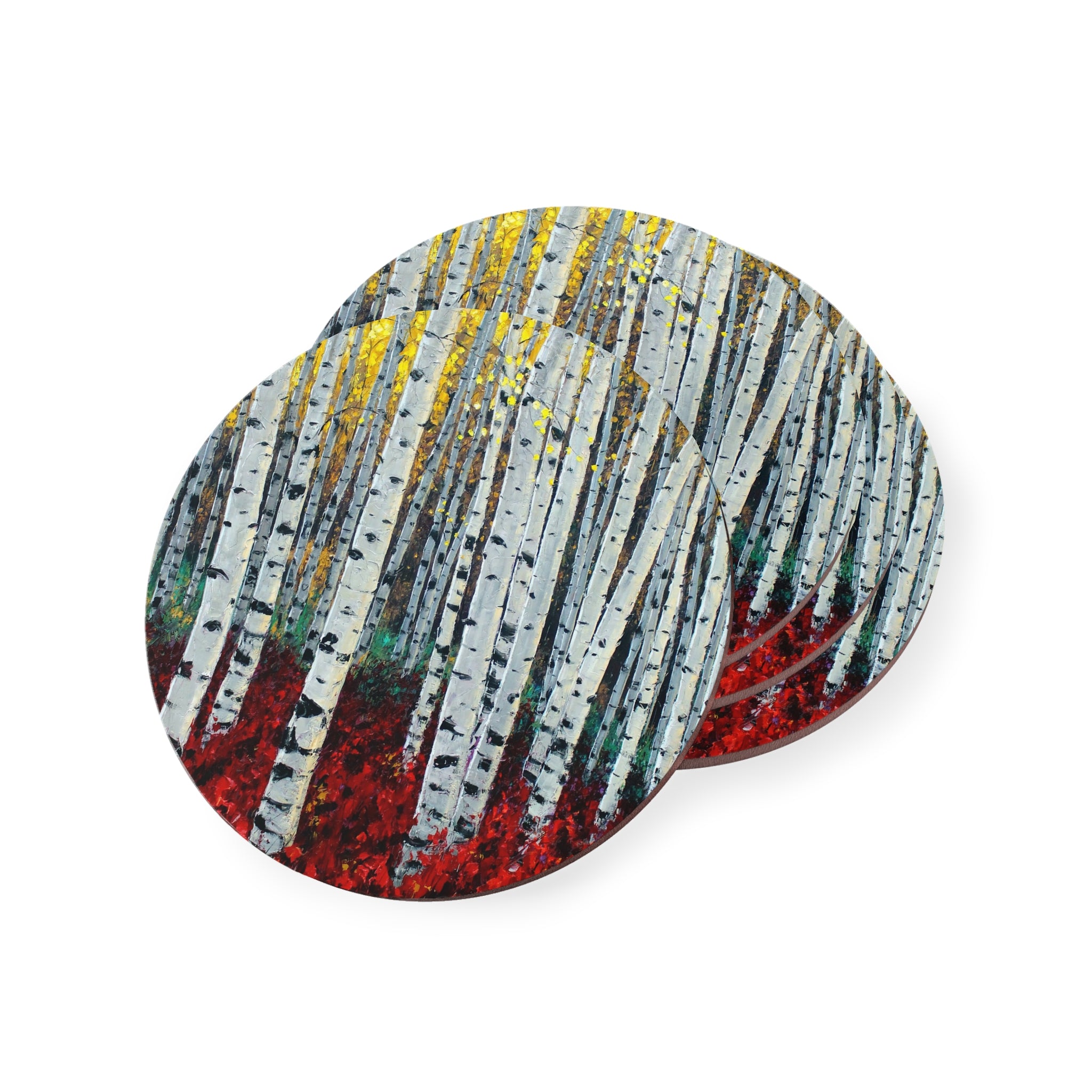 Crimson Aspens Cork Back Coaster