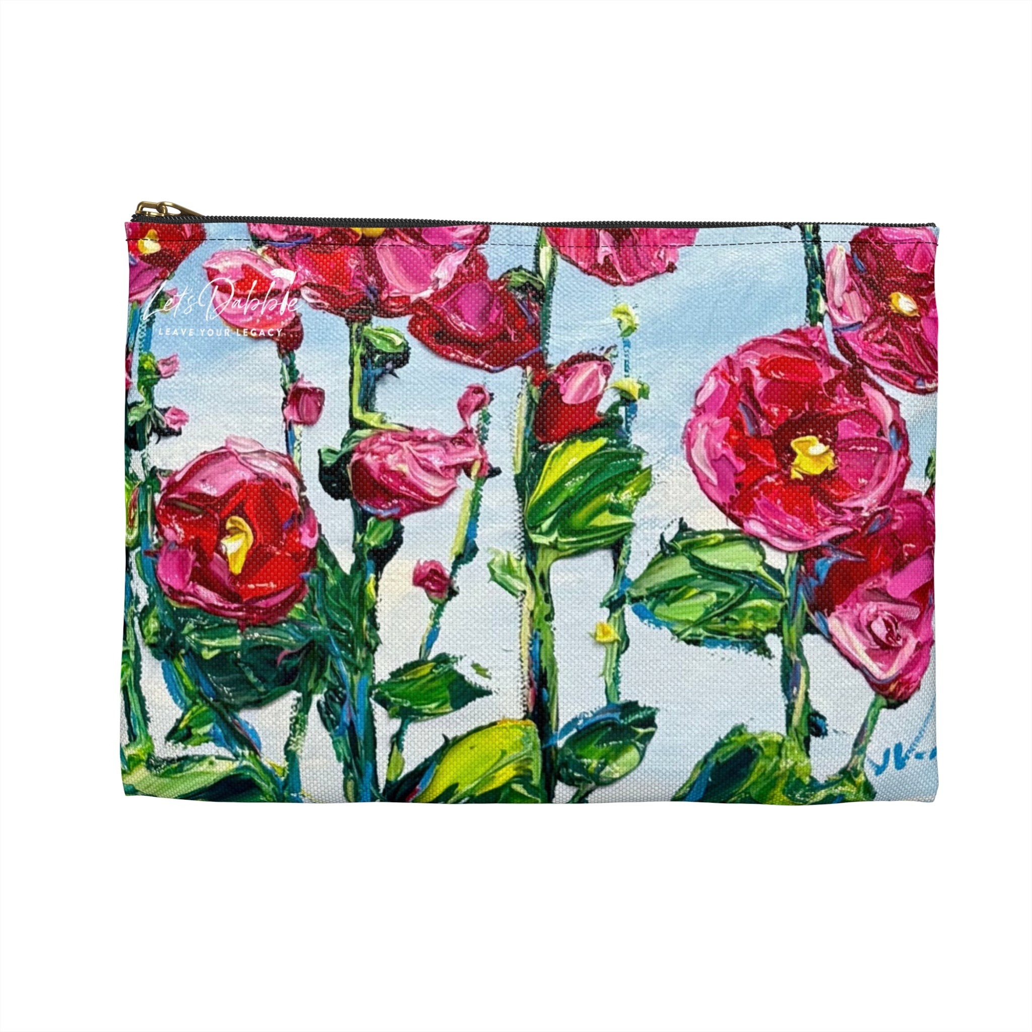 Pink Hollyhocks Pouch