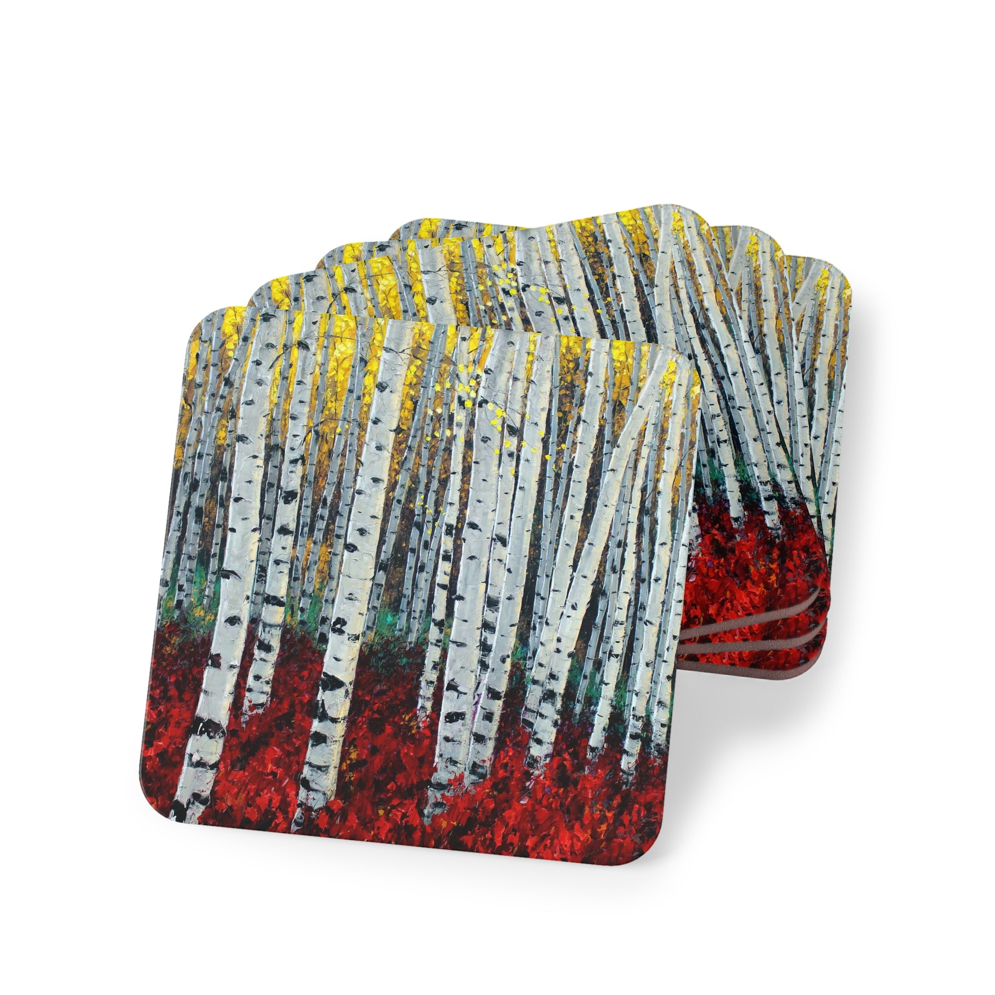 Crimson Aspens Cork Back Coaster