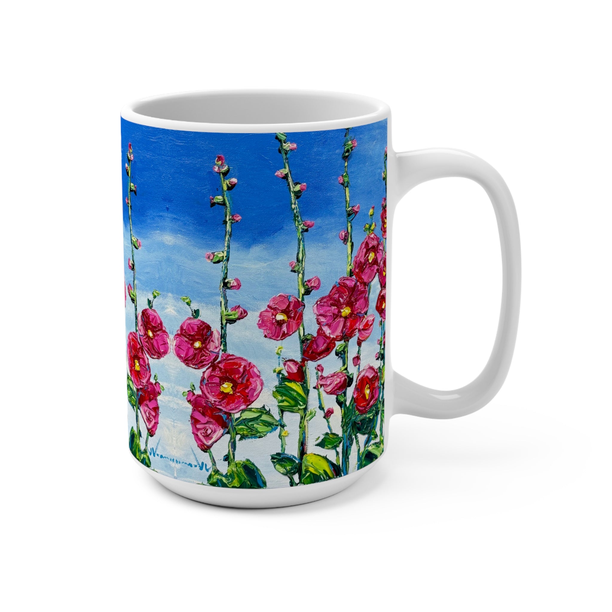 Pink Hollyhocks Mug