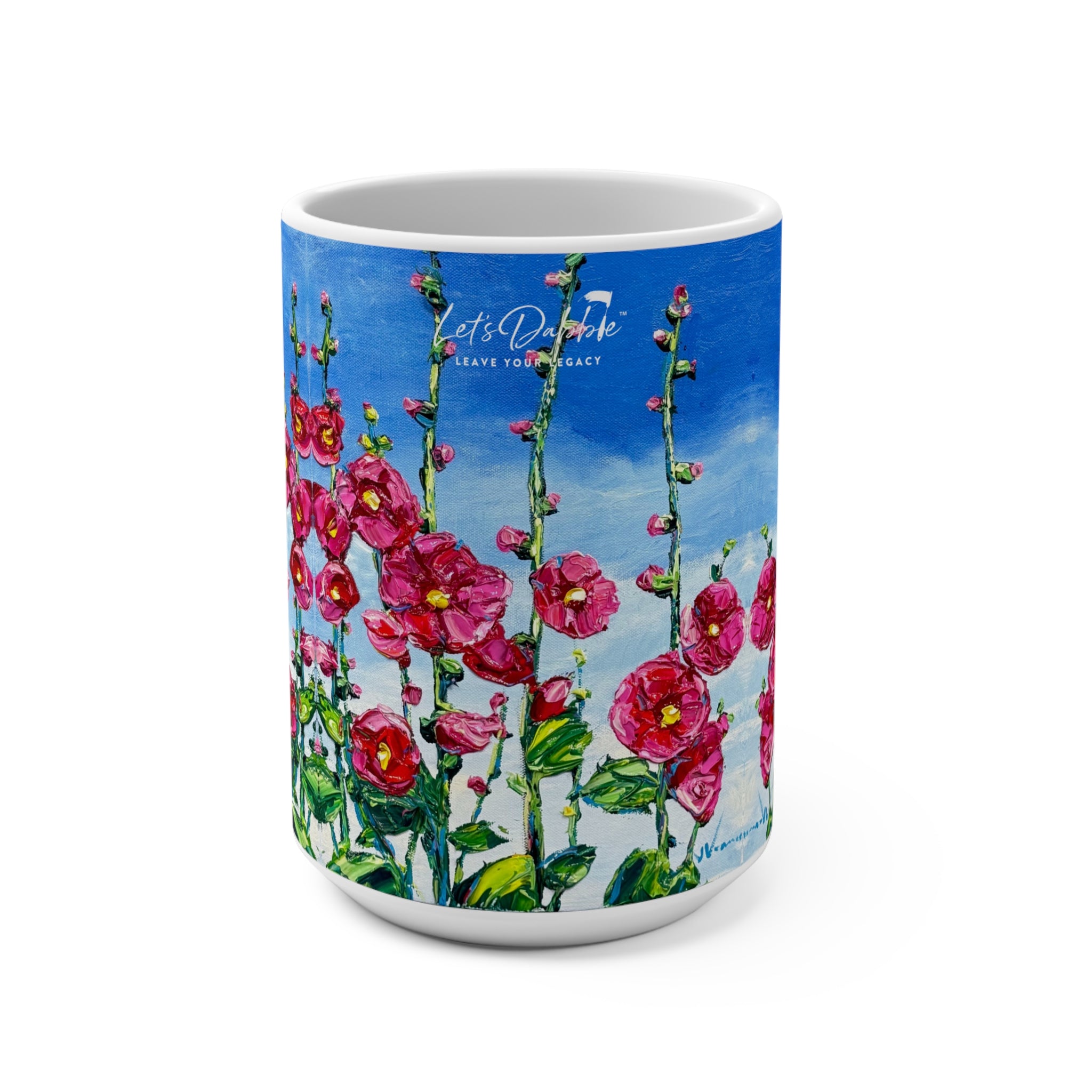 Pink Hollyhocks Mug