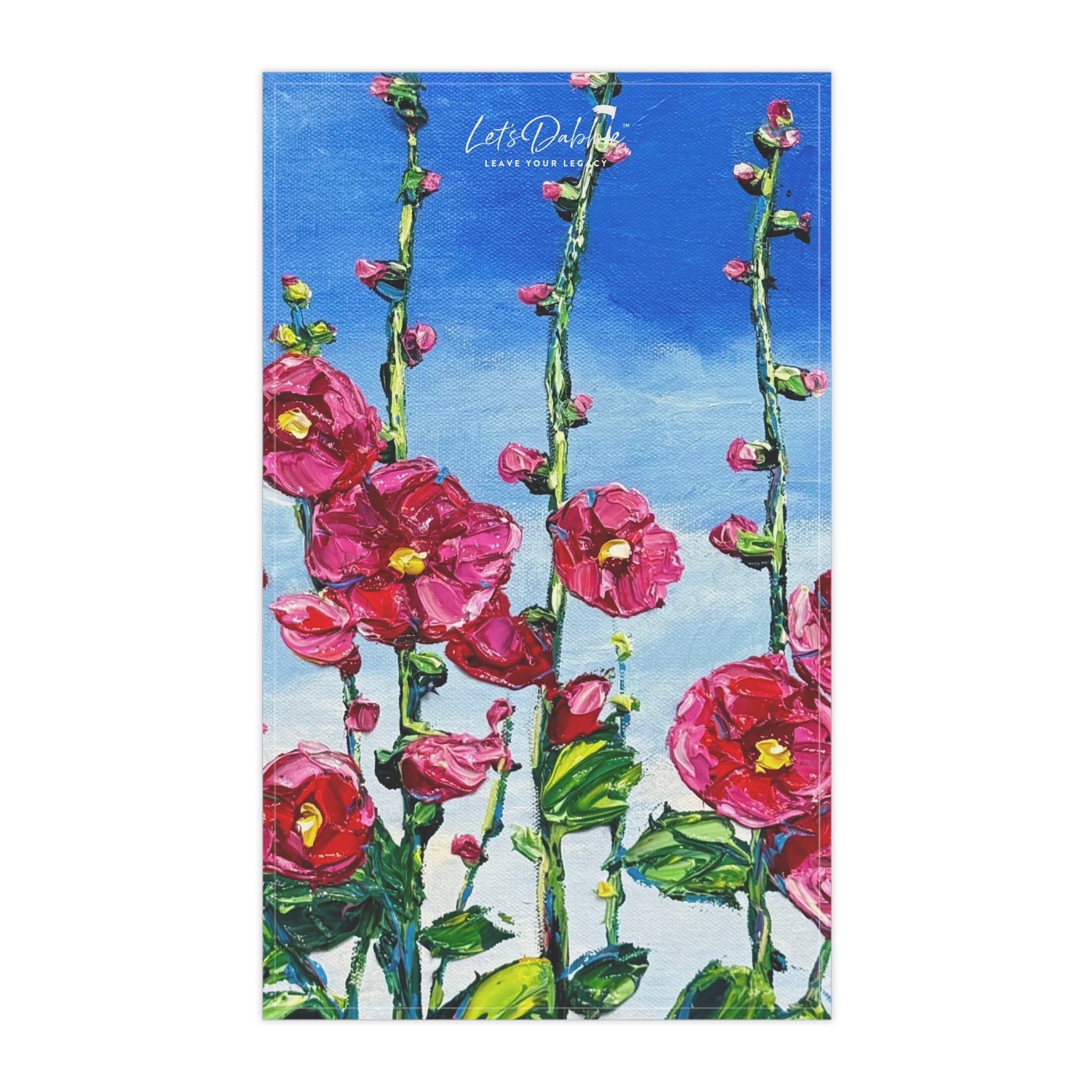 Pink Hollyhocks Hand Towel