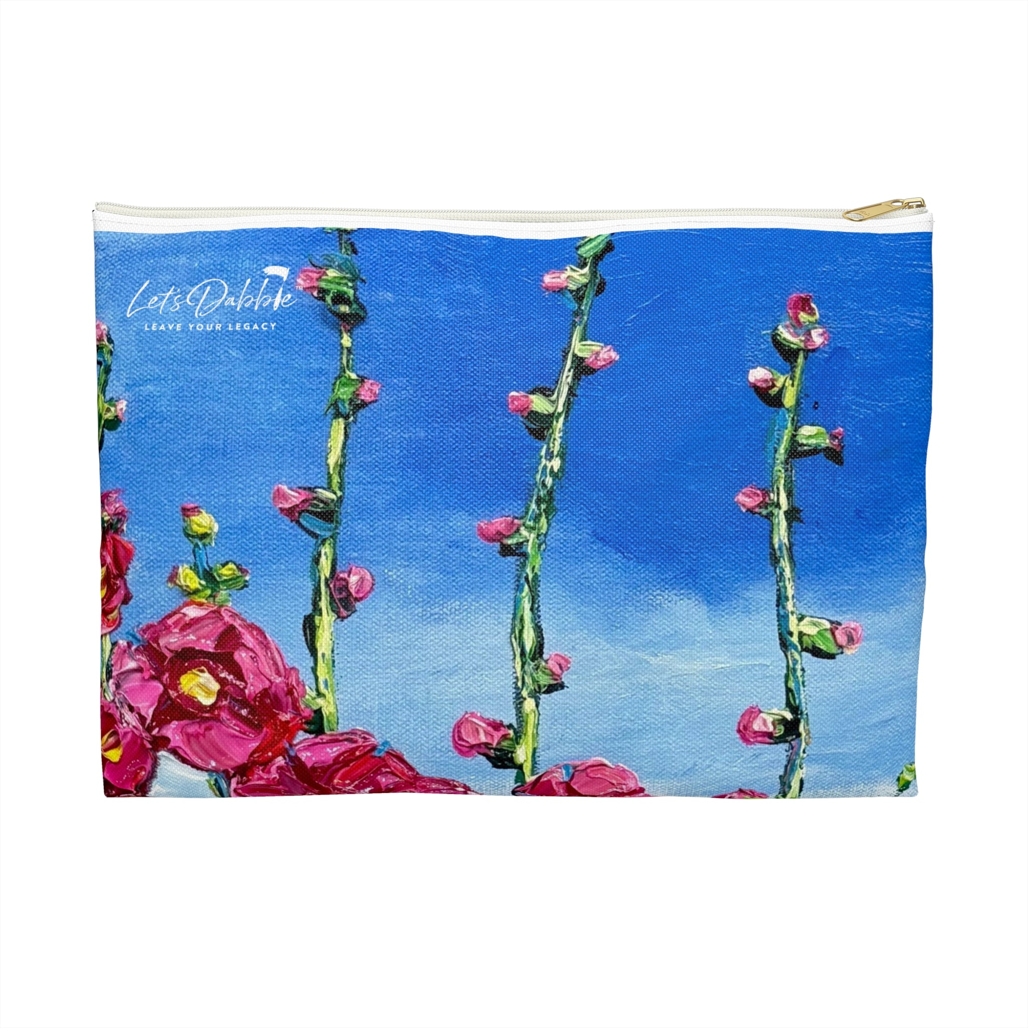 Pink Hollyhocks Pouch