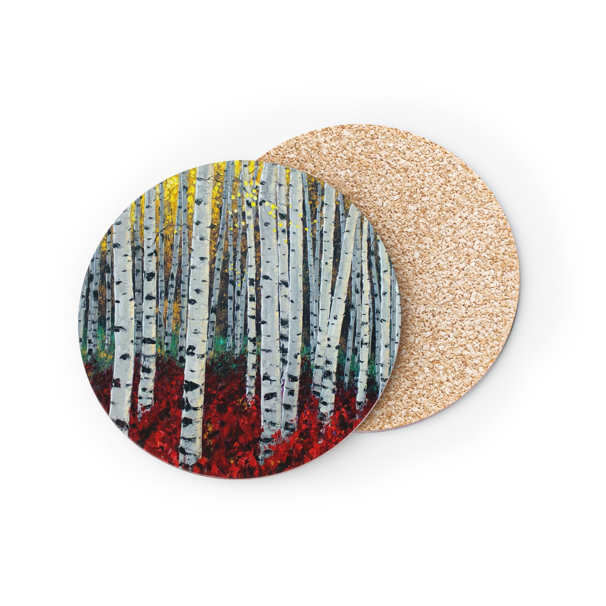 Crimson Aspens Cork Back Coaster