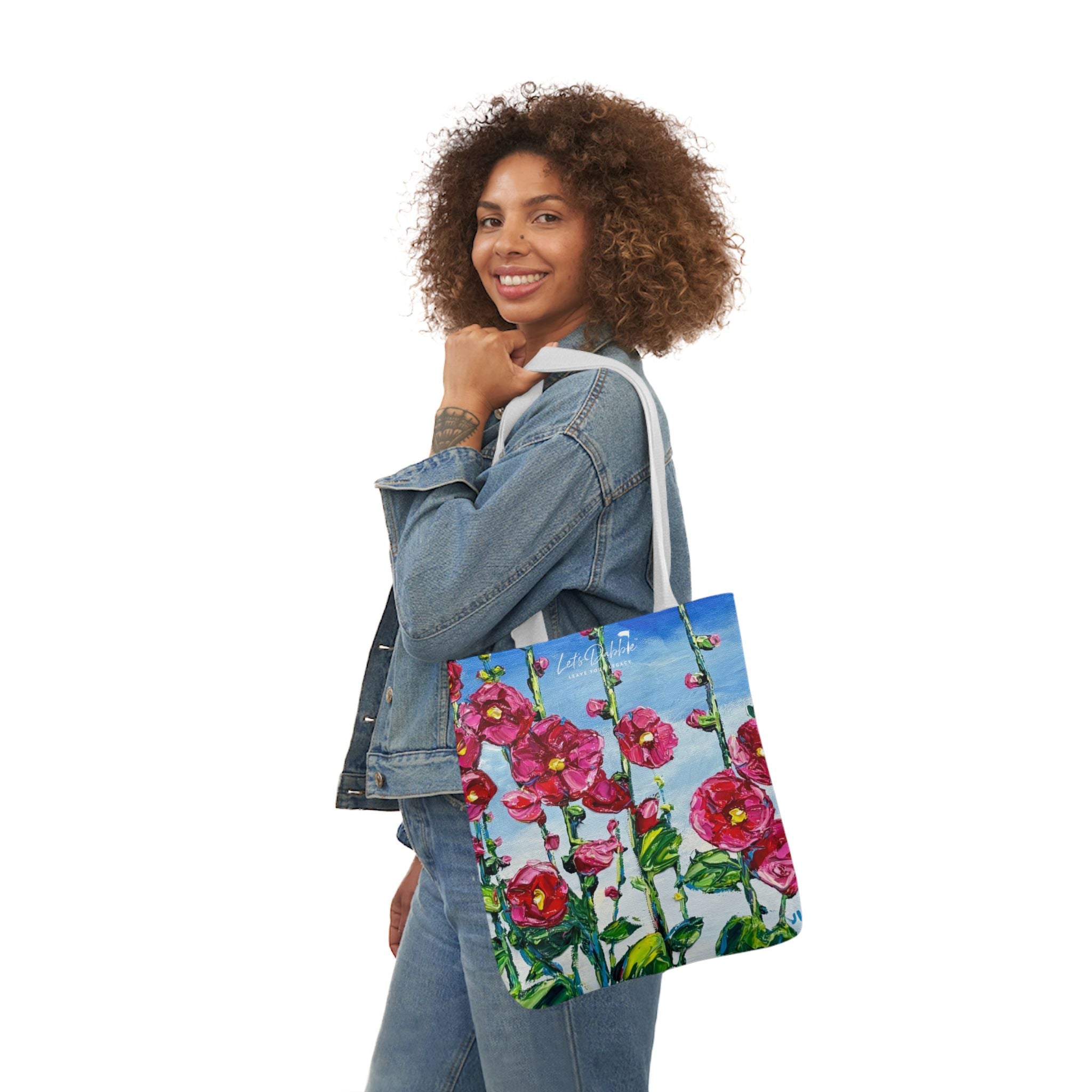 Pink Hollyhocks Tote Bag