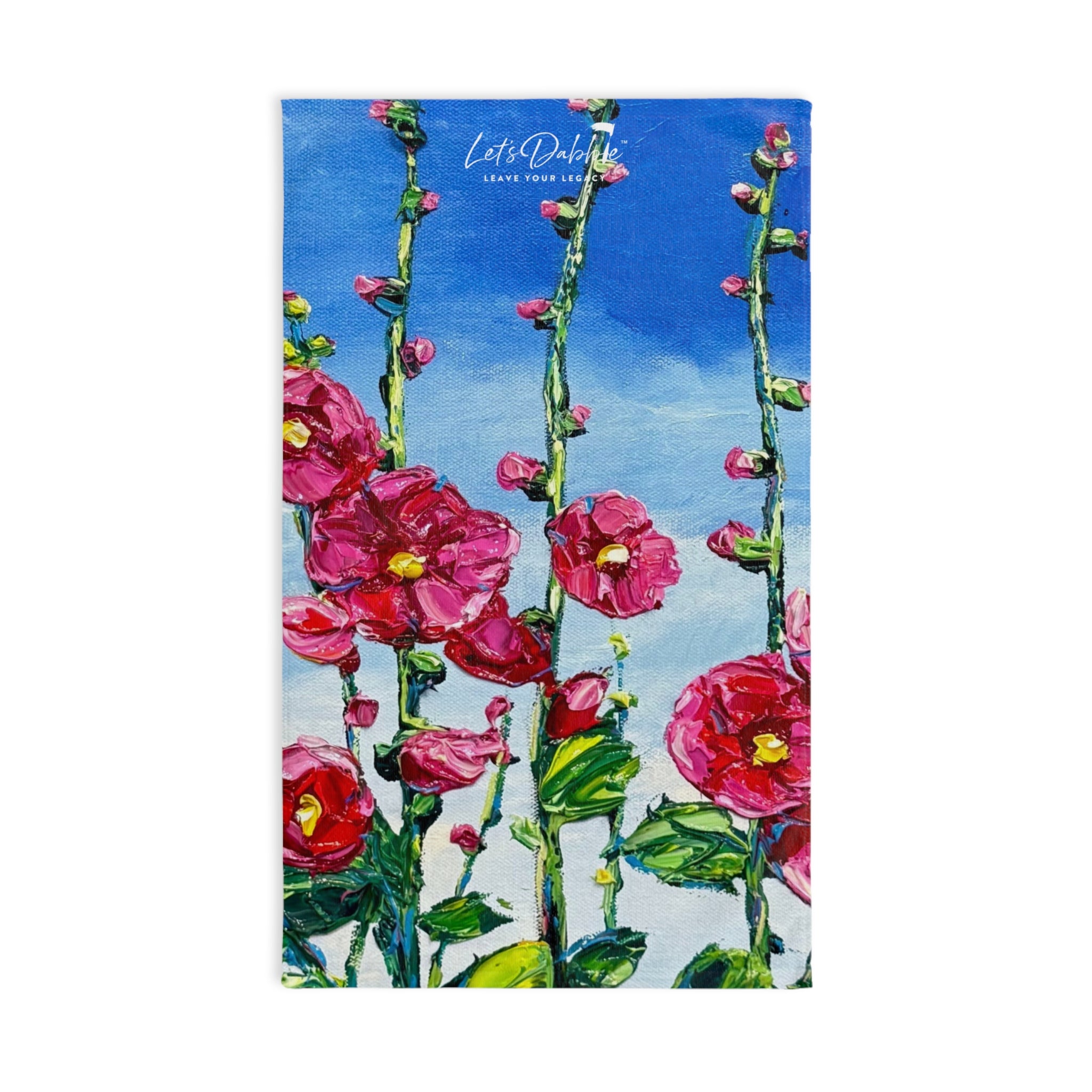 Pink Hollyhocks Hand Towel