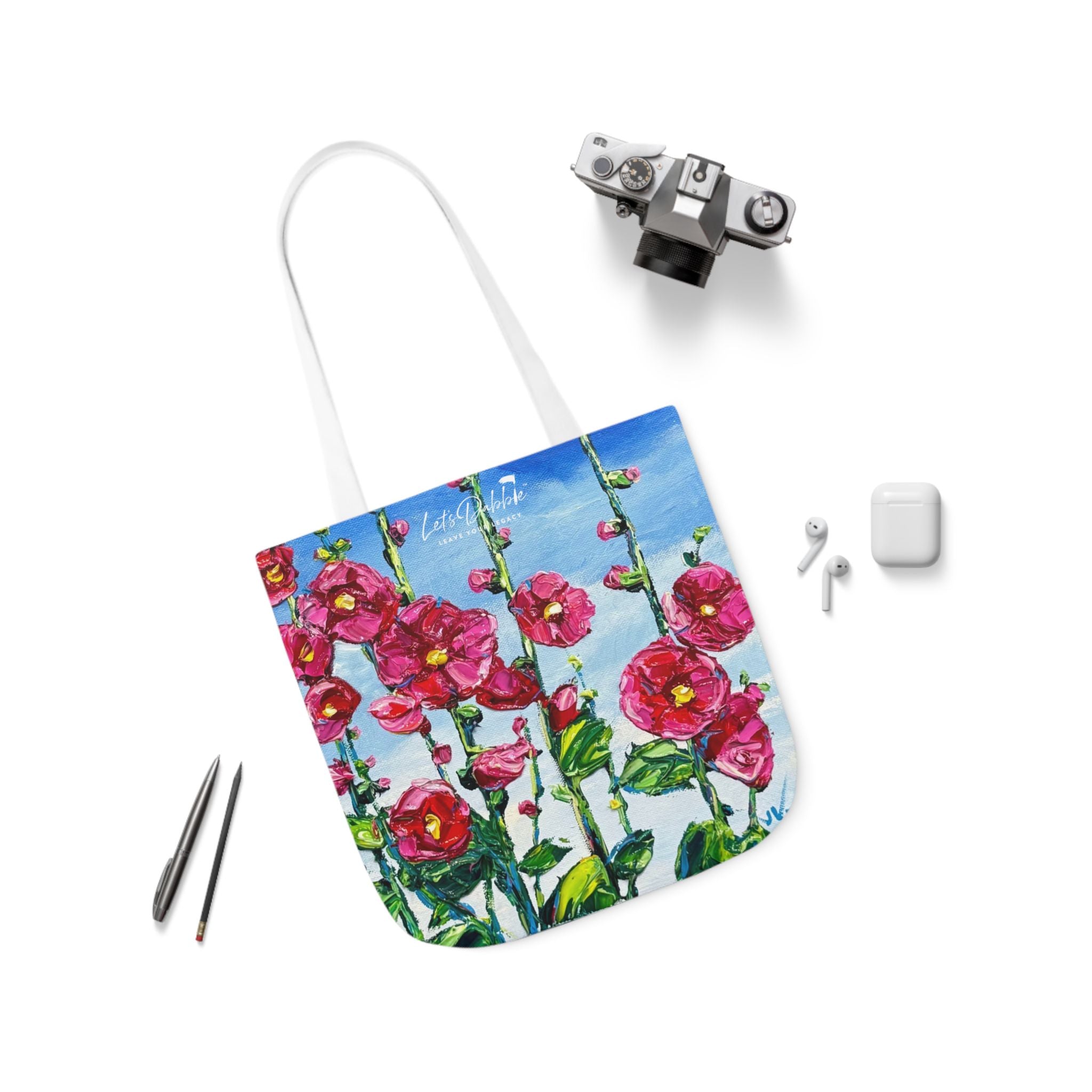 Pink Hollyhocks Tote Bag