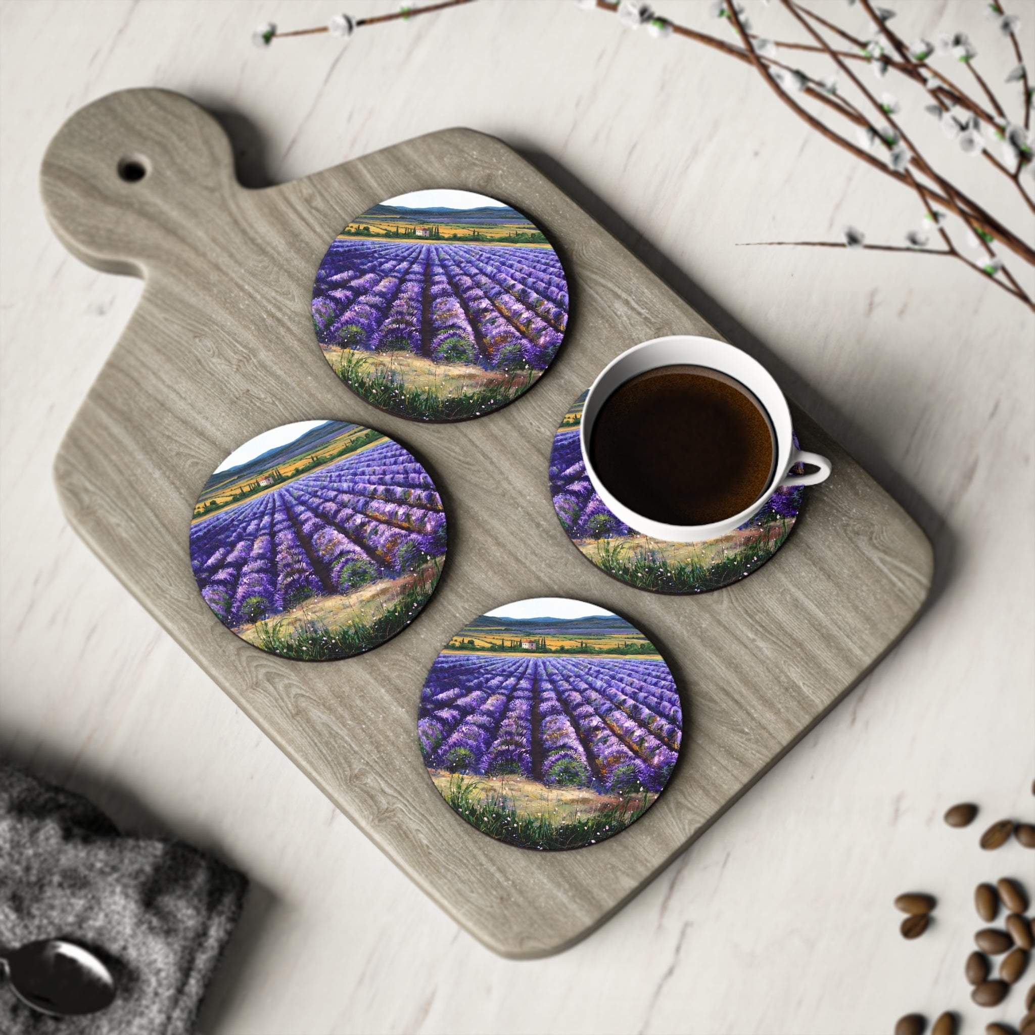 Lavender Delight Cork Back Coaster