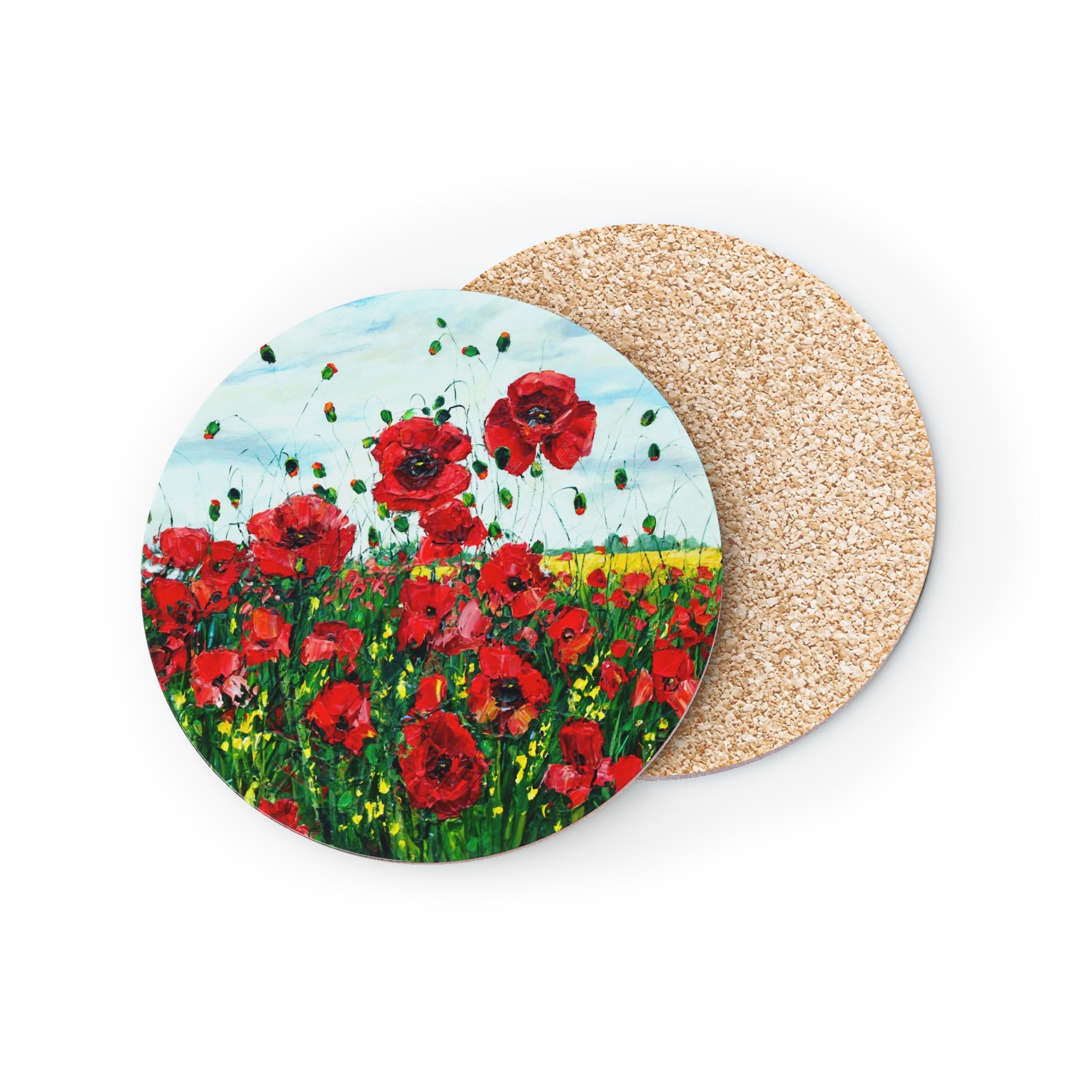 Poppy Happiness Cork Back Coaster