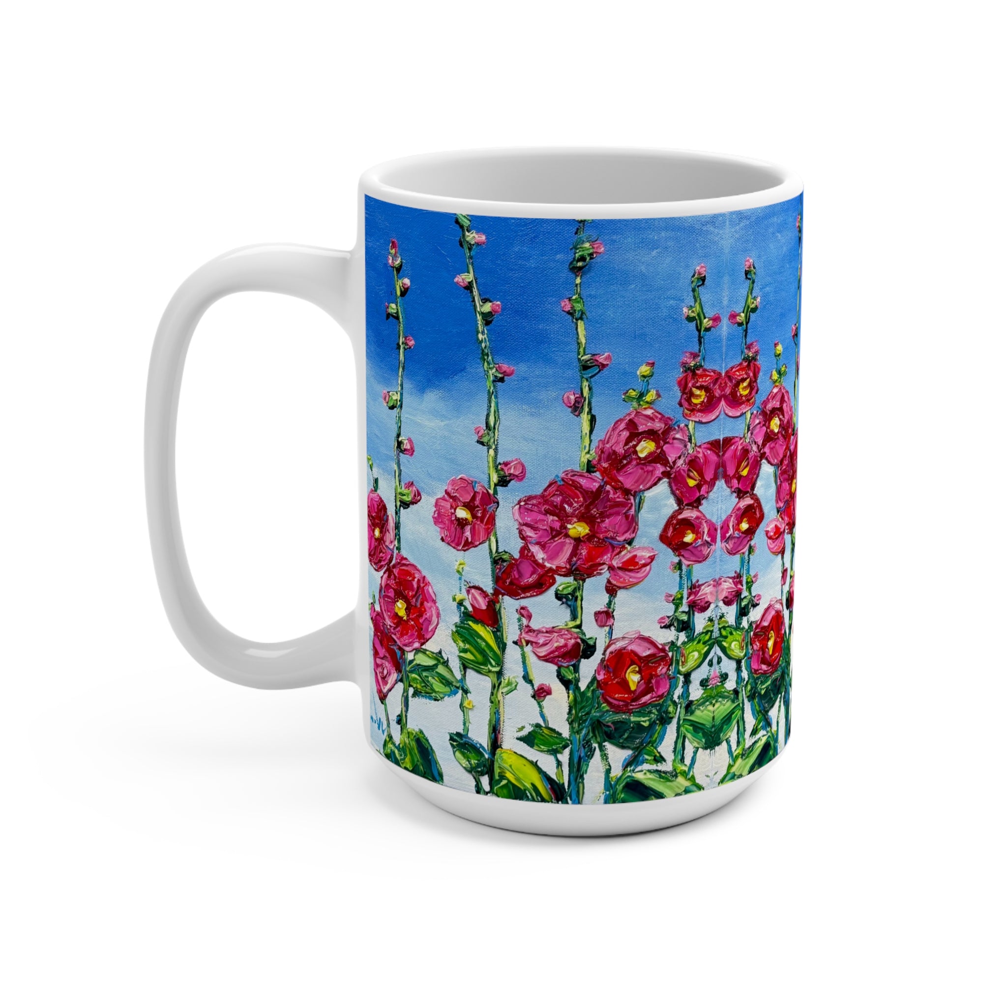 Pink Hollyhocks Mug