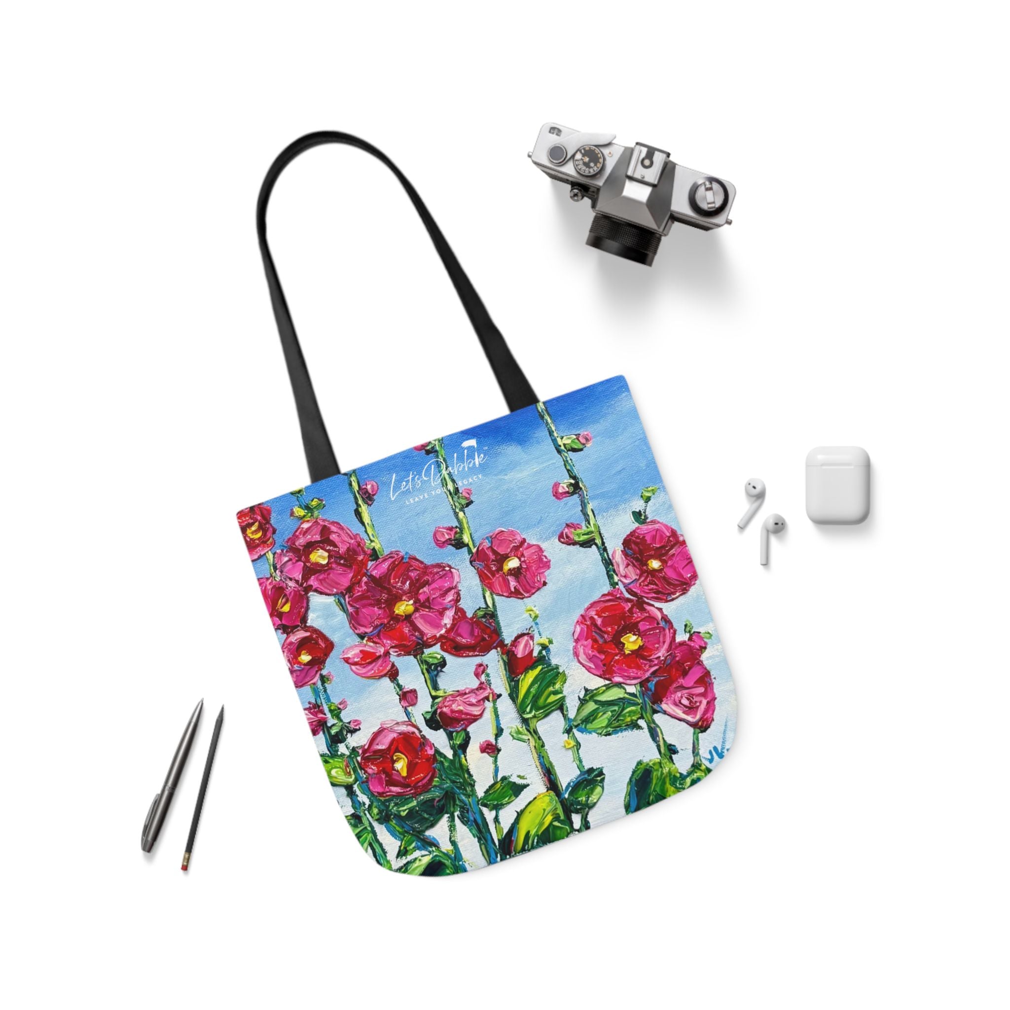 Pink Hollyhocks Tote Bag