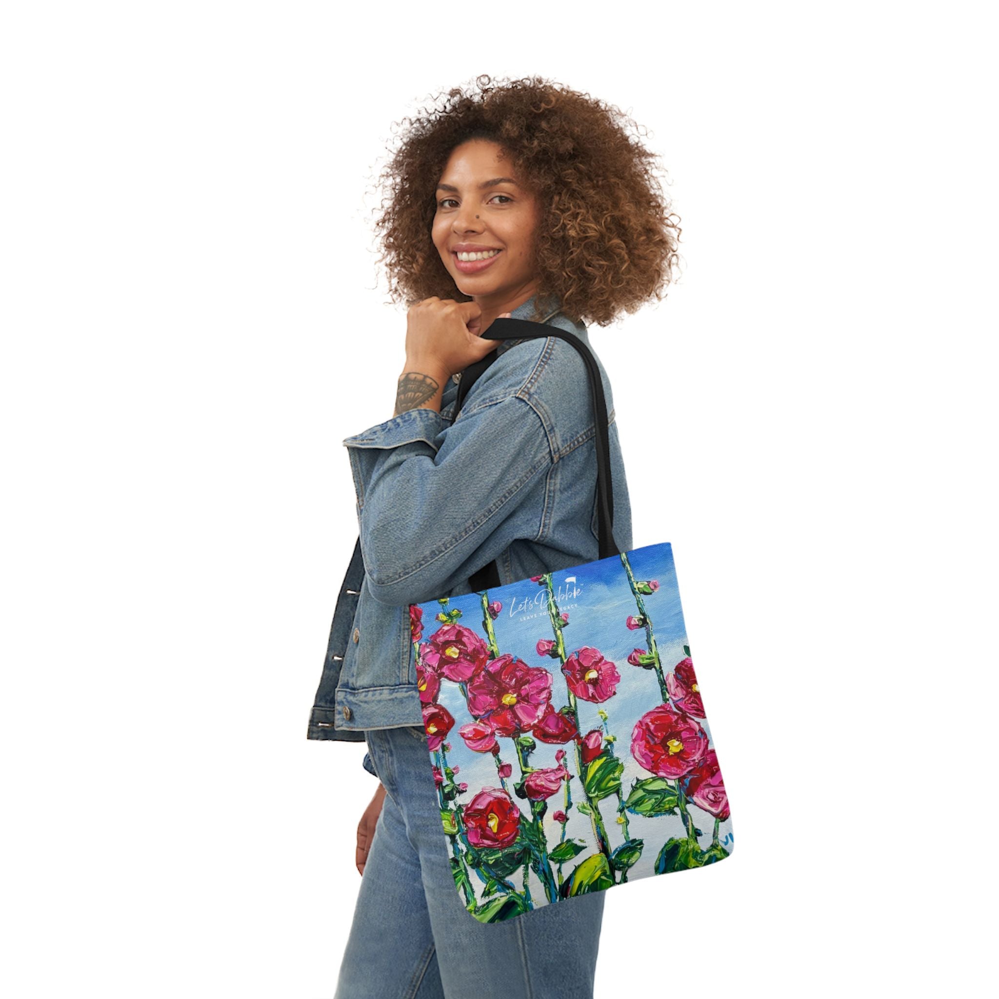 Pink Hollyhocks Tote Bag