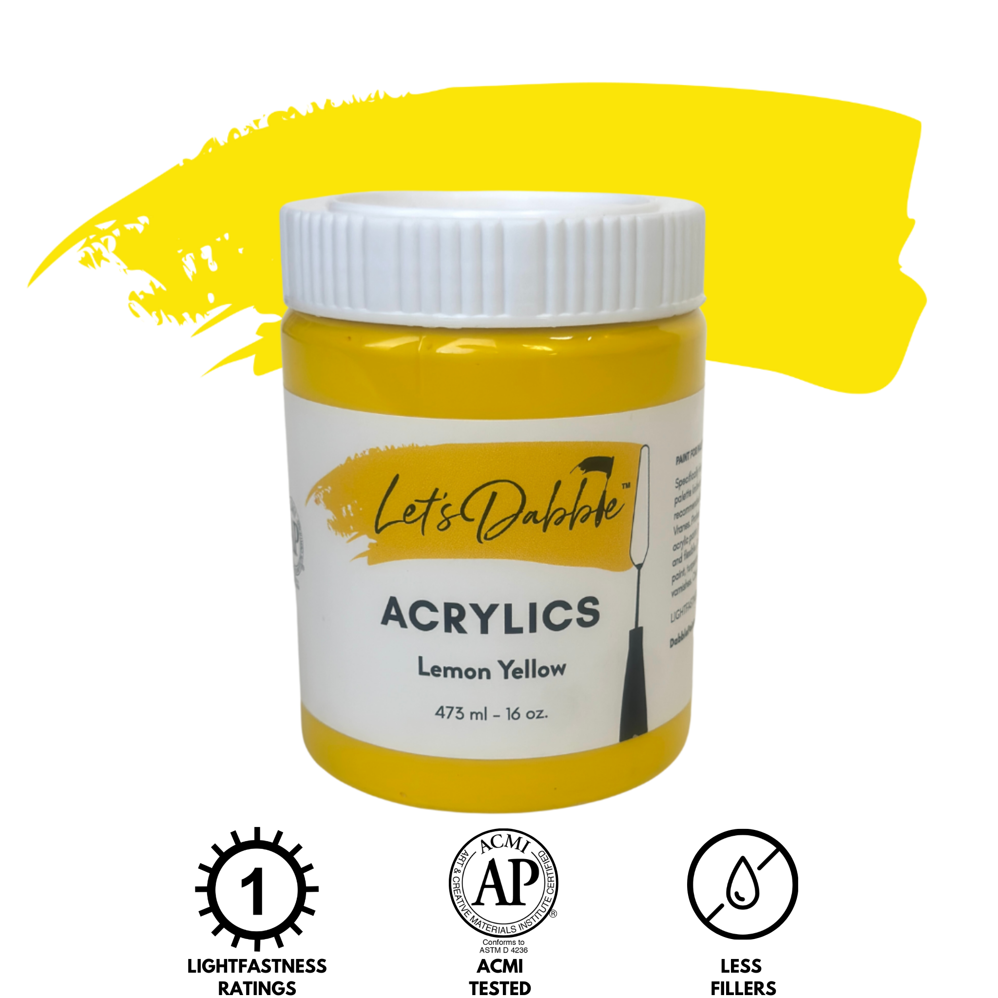 Lemon Yellow 16 oz | Thick & Creamy Acrylic Paints for Artists | DabblePaints™️