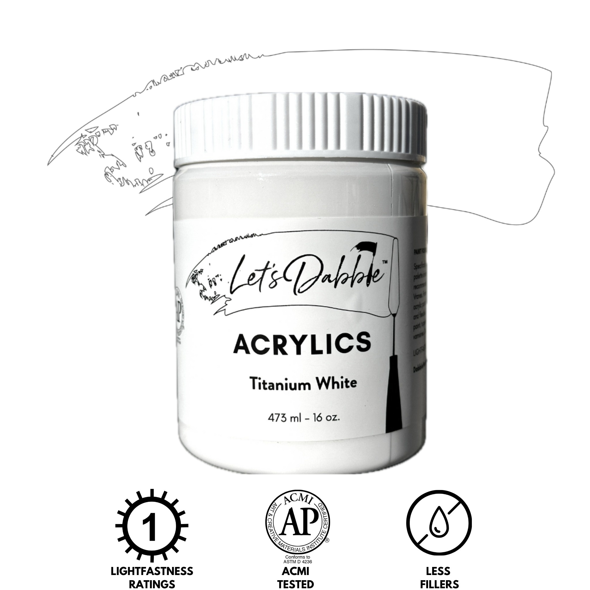 Titanium White 16 oz | Thick & Creamy Acrylic Paints for Artists | DabblePaints™️